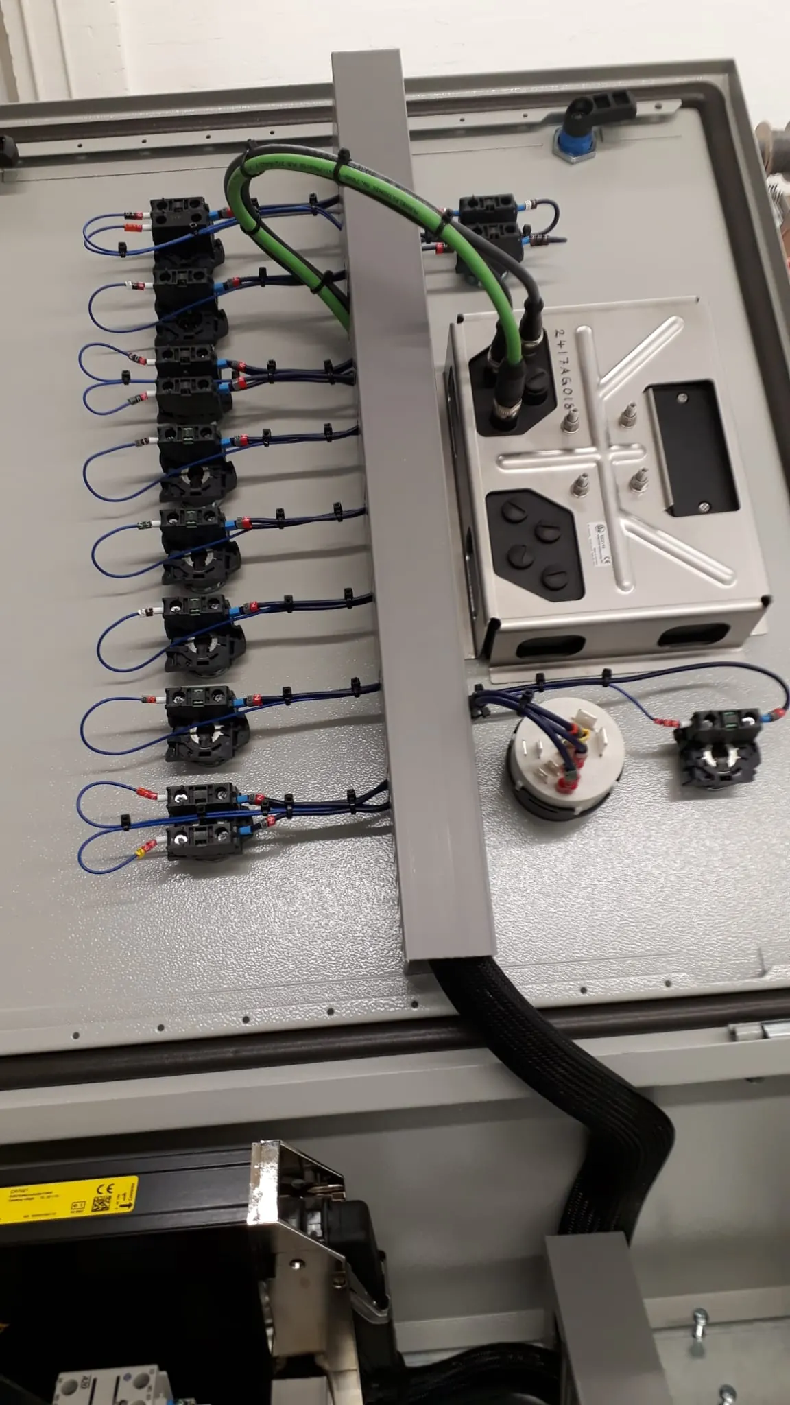 Operator panel with switches and wiring