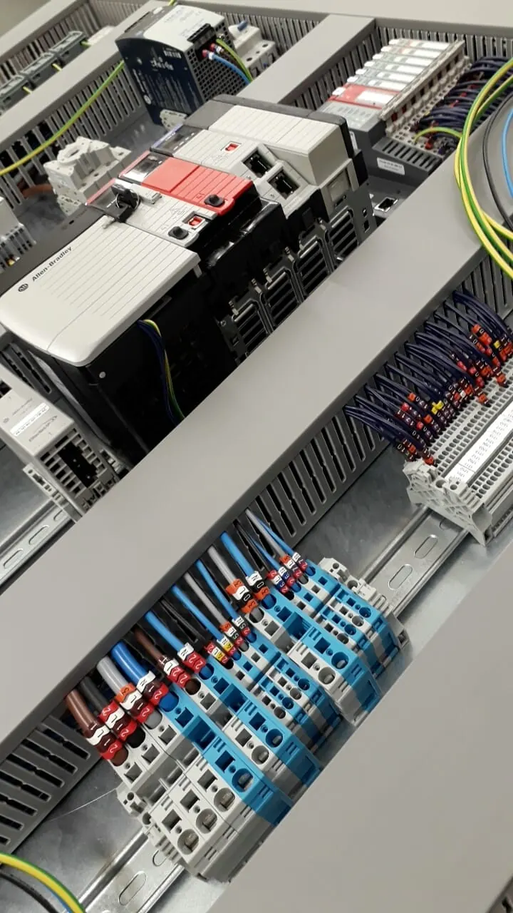 PLC rack with terminal wiring